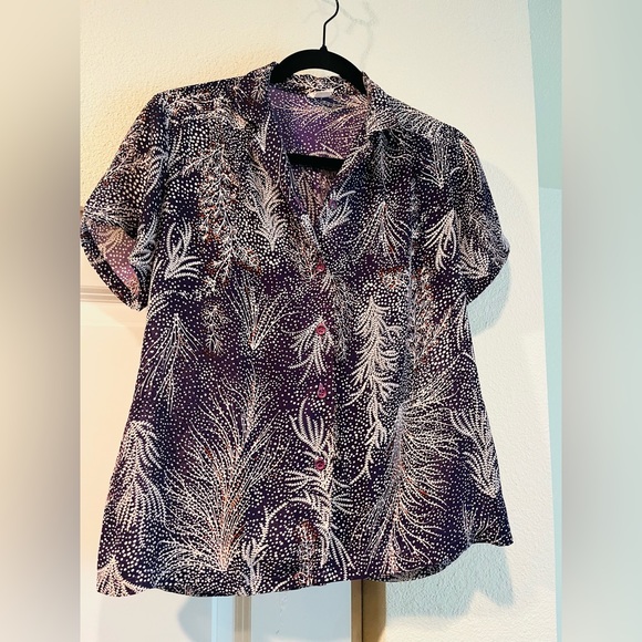 Vintage Kling Wah Abstract Leaf Blouse (70s/80s Style) - Picture 4 of 6